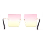 Hippie Color Gradient Lens Square Geometric Rimless Sunglasses