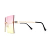 Hippie Color Gradient Lens Square Geometric Rimless Sunglasses