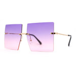 Hippie Color Gradient Lens Square Geometric Rimless Sunglasses