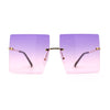 Hippie Color Gradient Lens Square Geometric Rimless Sunglasses