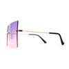 Hippie Color Gradient Lens Square Geometric Rimless Sunglasses