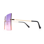 Hippie Color Gradient Lens Square Geometric Rimless Sunglasses