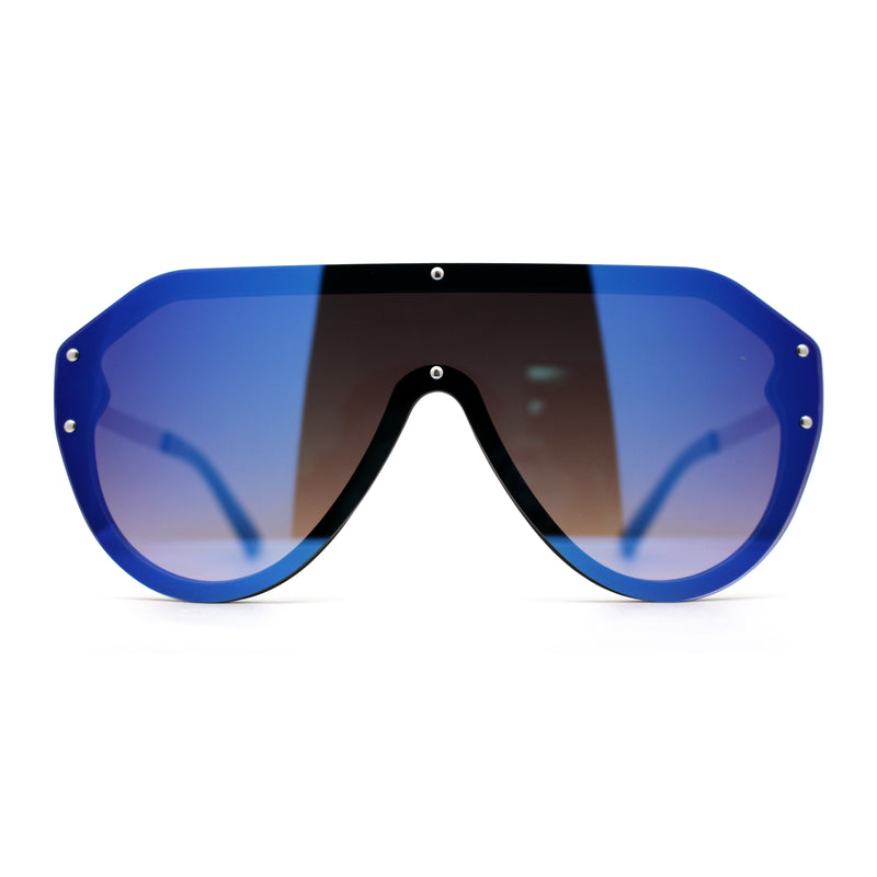 Mens Futuristic Shield Racer Rimless Sunglasses