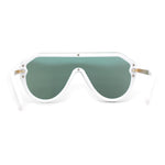 Mens Futuristic Shield Racer Rimless Sunglasses