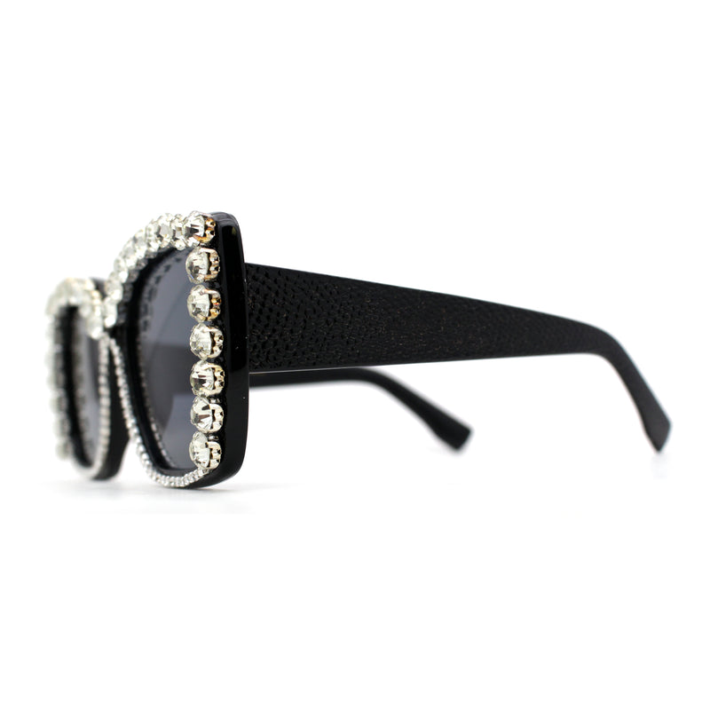 Women Heavy Large Rhinestone Rim Butterfly Sunglasses