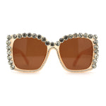 Women Heavy Large Rhinestone Rim Butterfly Sunglasses