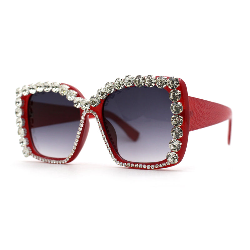 Women Heavy Large Rhinestone Rim Butterfly Sunglasses