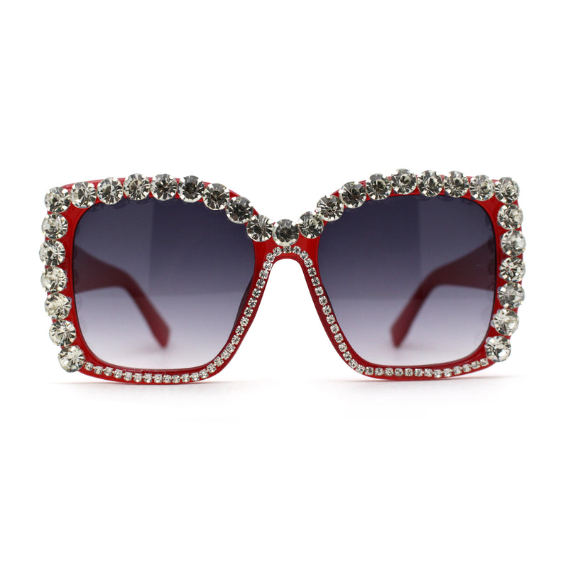 Women Heavy Large Rhinestone Rim Butterfly Sunglasses