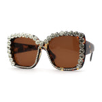 Women Heavy Large Rhinestone Rim Butterfly Sunglasses