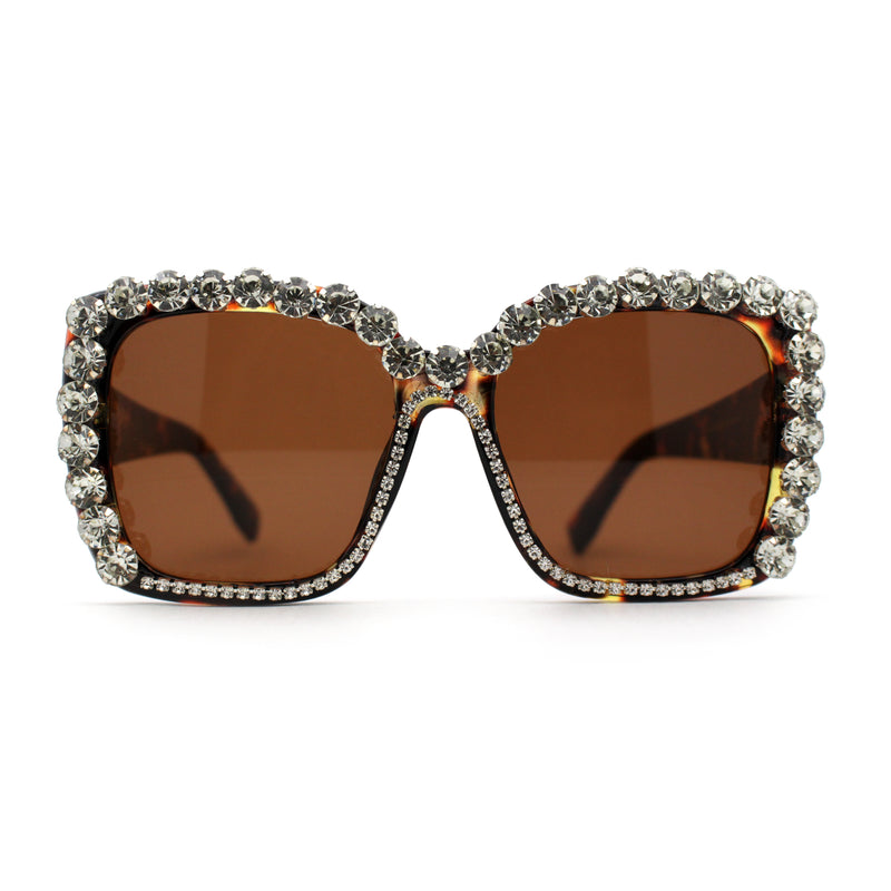 Women Heavy Large Rhinestone Rim Butterfly Sunglasses