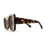 Women Heavy Large Rhinestone Rim Butterfly Sunglasses
