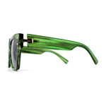 Oversize Thick Plastic Horn Rim Flat Top Sunglasses