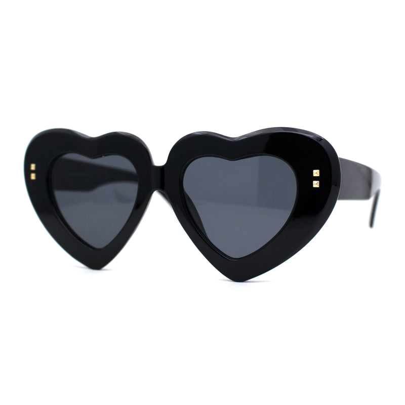 Womens Oversize Thick Heart Shape Funky Retro Sunglasses