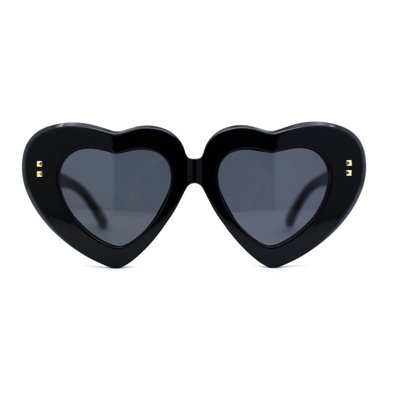 Womens Oversize Thick Heart Shape Funky Retro Sunglasses