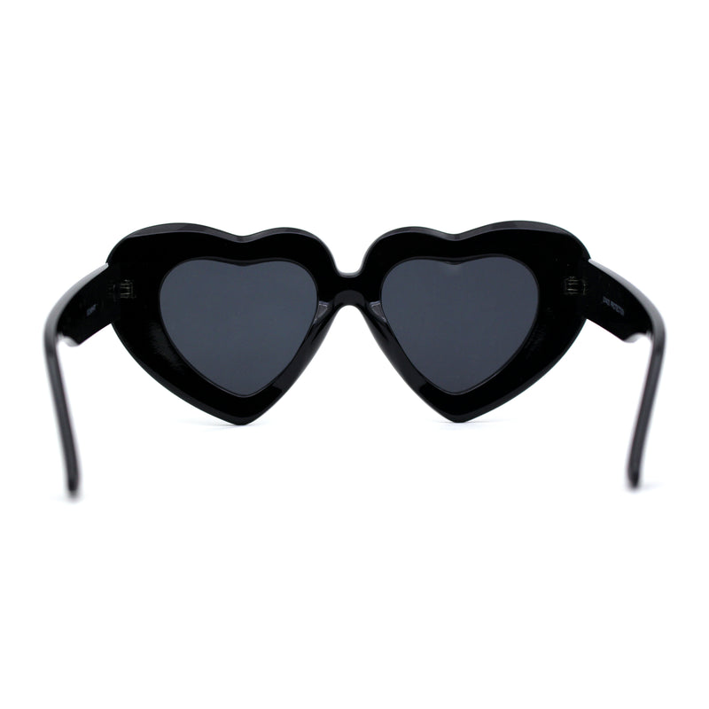 Womens Oversize Thick Heart Shape Funky Retro Sunglasses