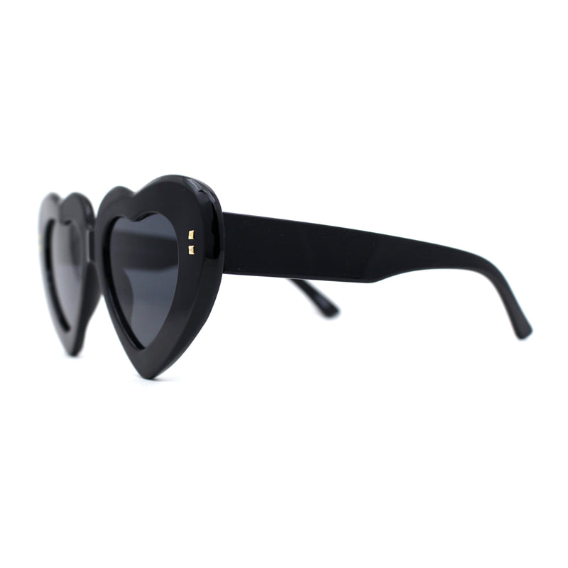 Womens Oversize Thick Heart Shape Funky Retro Sunglasses