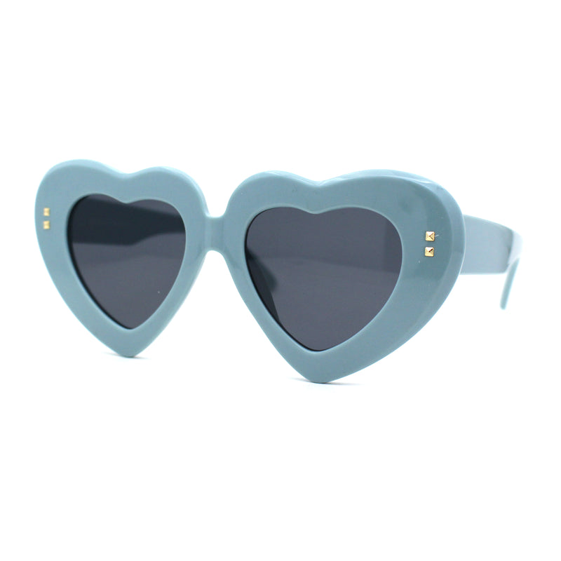 Womens Oversize Thick Heart Shape Funky Retro Sunglasses