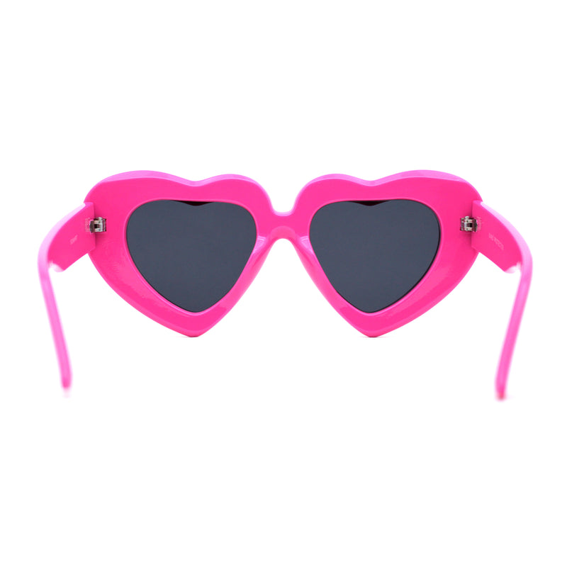 Womens Oversize Thick Heart Shape Funky Retro Sunglasses