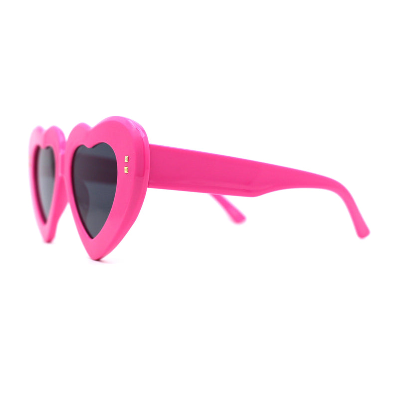 Womens Oversize Thick Heart Shape Funky Retro Sunglasses