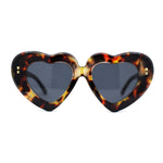 Womens Oversize Thick Heart Shape Funky Retro Sunglasses