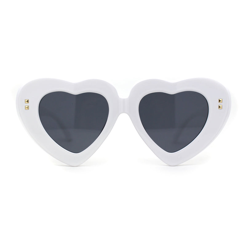 Womens Oversize Thick Heart Shape Funky Retro Sunglasses