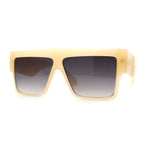 Womens Thick Horn Flat Top Angular Mobster Plastic Sunglasses