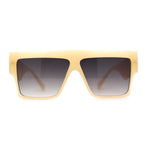 Womens Thick Horn Flat Top Angular Mobster Plastic Sunglasses