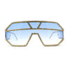 Fully Blinged Out Rhinestone Flat Top Mob Rimless Racer Sunglasses