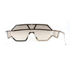 Fully Blinged Out Rhinestone Flat Top Mob Rimless Racer Sunglasses