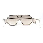 Fully Blinged Out Rhinestone Flat Top Mob Rimless Racer Sunglasses