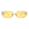 Womens Rhinestone Bejeweled Mod Rectangular Plastic Sunglasses