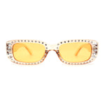 Womens Rhinestone Bejeweled Mod Rectangular Plastic Sunglasses