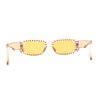 Womens Rhinestone Bejeweled Mod Rectangular Plastic Sunglasses