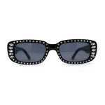 Womens Rhinestone Bejeweled Mod Rectangular Plastic Sunglasses