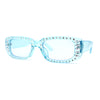 Womens Rhinestone Bejeweled Mod Rectangular Plastic Sunglasses