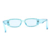 Womens Rhinestone Bejeweled Mod Rectangular Plastic Sunglasses