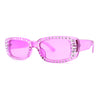 Womens Rhinestone Bejeweled Mod Rectangular Plastic Sunglasses