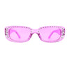 Womens Rhinestone Bejeweled Mod Rectangular Plastic Sunglasses