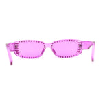 Womens Rhinestone Bejeweled Mod Rectangular Plastic Sunglasses