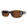 Womens Rhinestone Bejeweled Mod Rectangular Plastic Sunglasses