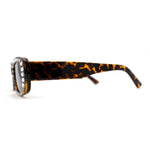 Womens Rhinestone Bejeweled Mod Rectangular Plastic Sunglasses