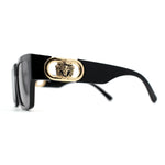 Womens Lion Emblem Thick Horn Rim Luxury Fashion Sunglasses