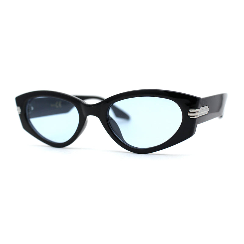 Womens Art Deco Mod Thick Temple Cat Eye Sunglasses