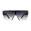 Womens Rhinestone Flat Top Rimless Shield Mafia Sunglasses