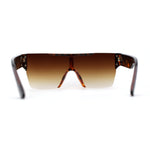 Womens Rhinestone Flat Top Rimless Shield Mafia Sunglasses