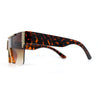 Womens Rhinestone Flat Top Rimless Shield Mafia Sunglasses