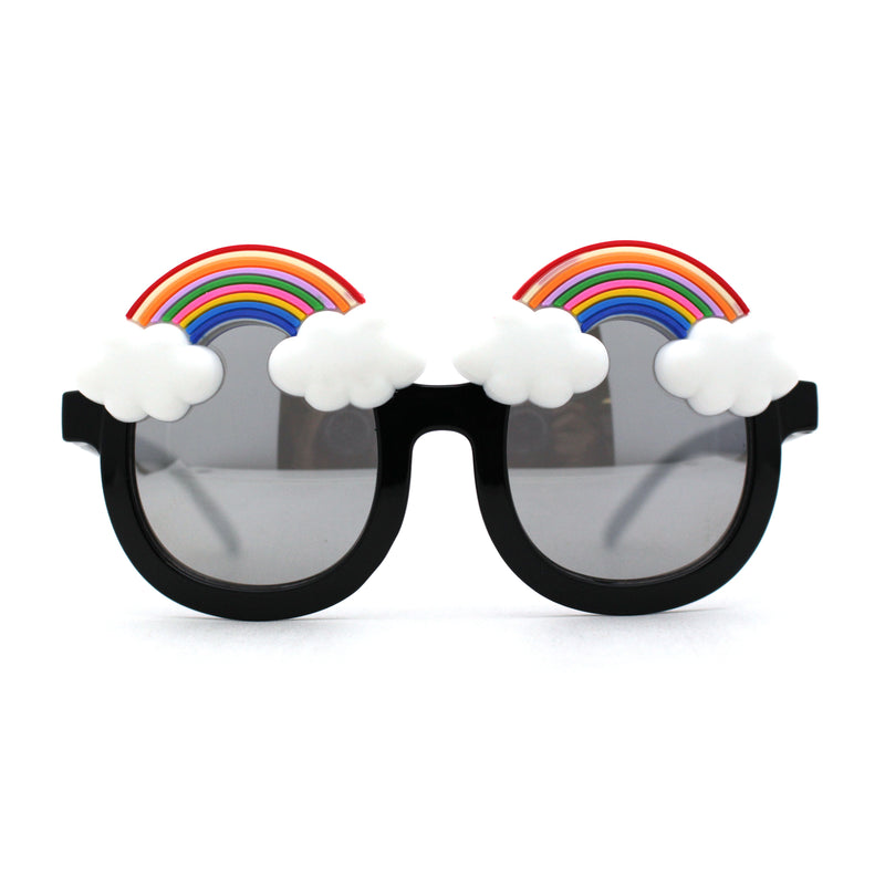 Girls Child Size Rainbow Cloud Round Thick Plastic Sunglasses