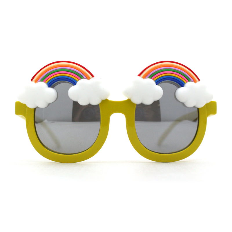 Girls Child Size Rainbow Cloud Round Thick Plastic Sunglasses