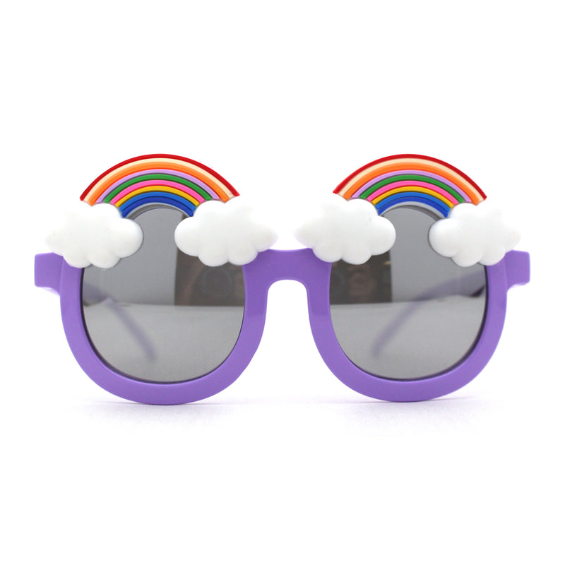 Girls Child Size Rainbow Cloud Round Thick Plastic Sunglasses