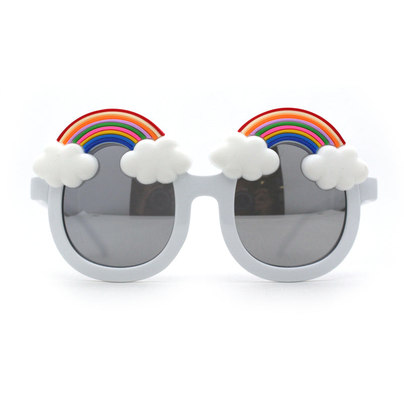 Girls Child Size Rainbow Cloud Round Thick Plastic Sunglasses